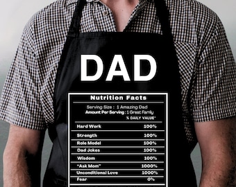 Dad Nutrition Facts Kitchen Apron, Gift for Dad, Fathers Day Gift, Funny Apron for Husband, Dad Jokes, Dad Gift Ideas, BBQ Apron For Dad