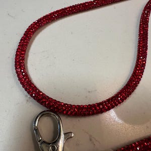 Lanyard with Retractable ID Holder,Red Bling Rhinestone Lanyard, administrative professional, teacher, sparkly lanyard,crystal lanyard