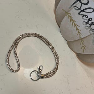 Lanyard with Retractable ID Holder,Champagne Bling Rhinestone Lanyard, administrative professional, teacher, sparkly lanyard,crystal lanyard