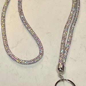 Lanyard with Retractable ID Holder, Iridescent Bling Rhinestone Lanyard,administrative professional, teacher,sparkly lanyard,crystal lanyard