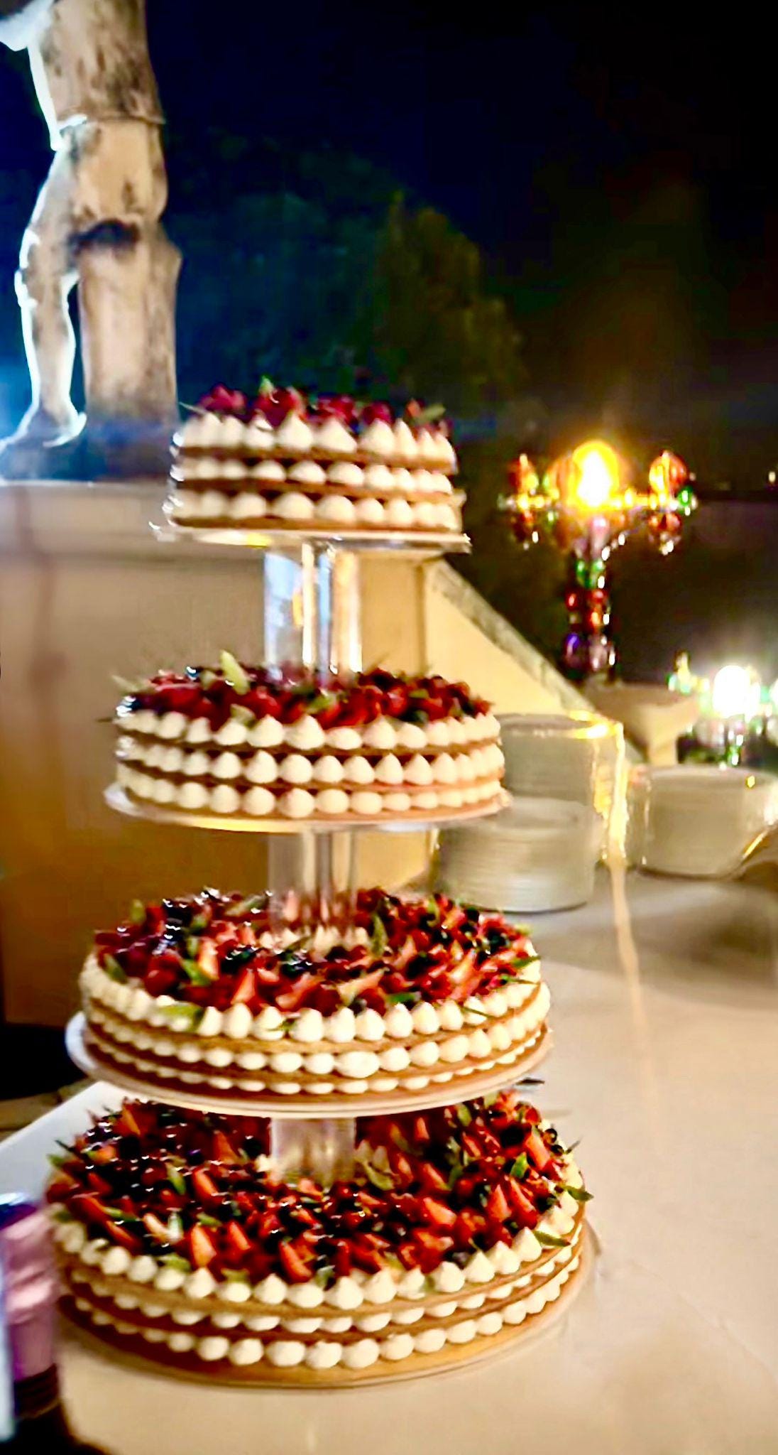 Alzata Per Torte A 3 Livelli 2 Pezzi - Supporto Per Cupcake E Dolci Con Manico - Altezza 37 Cm - Per Matrimoni E Feste