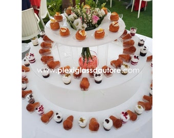 Ceremony cake stand in shiny milky white plexiglass