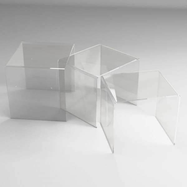 Set of Three Plexiglass Tables with Scaling Heights