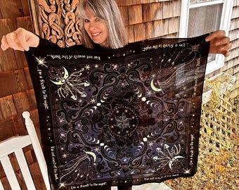 Biologische katoenen bandana Witchy Moons & Mushrooms | Hemelse sjaal