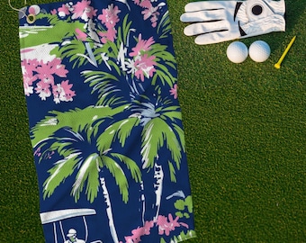 Floral Golf Towel, Palm Tree Golf Towel, Golf Towel for Women, Golf Towel, Classy Golf Towel, Preppy Golf Towel, Golf Gift, Golf Bag Towel