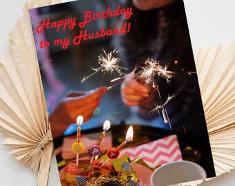 Printable Birthday Card for Husband with Candles