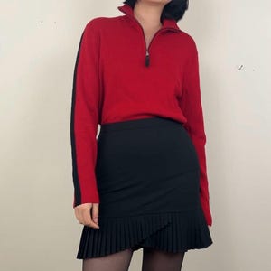 NWT Red and Black Polo Ralph Lauren Wool Half Zip Sweater