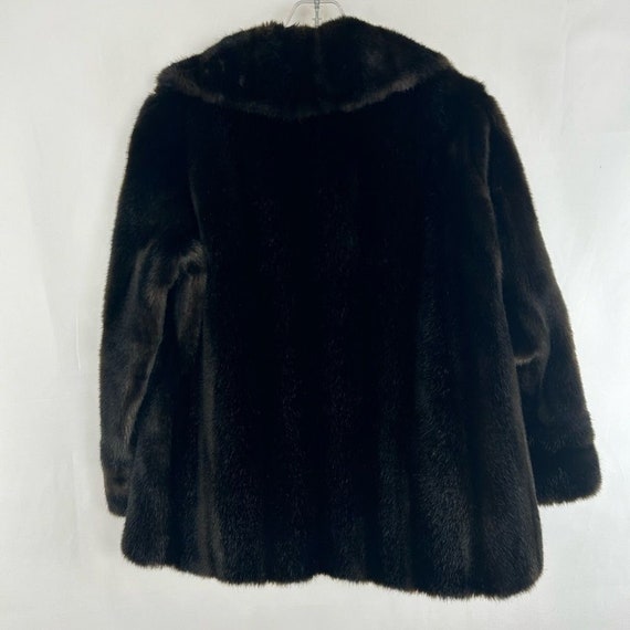 Vintage 80s Mincara Dark Brown Black Faux Fur Jac… - image 6