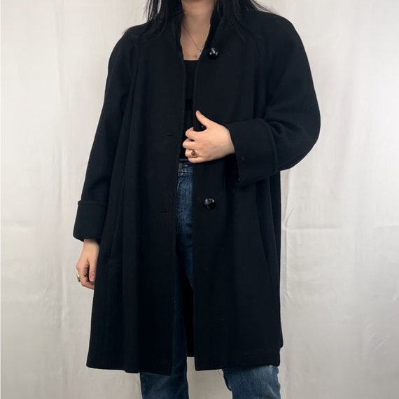 Vintage Jofeld Black Cotton Mid Length Overcoat - image 1