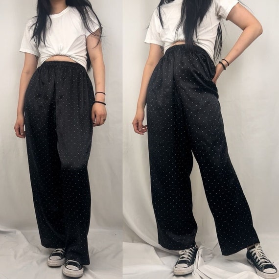 Vintage Satin Polka Dot Relaxed Trousers