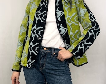 Vintage omkeerbare groene en zwarte jas