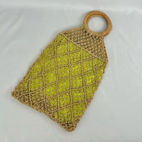 Vintage Macrame Woven Top Handle Bag Market Bag - image 1