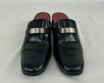 Lauren Ralph Lauren Schwarz Leder Loafers Pantoletten