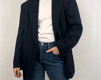 Vintage Dark Navy Oversized Blazer