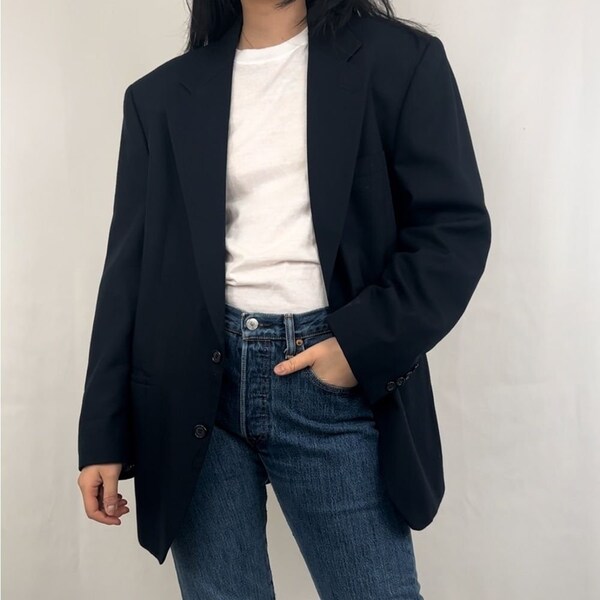 Vintage Dark Navy Oversized Blazer