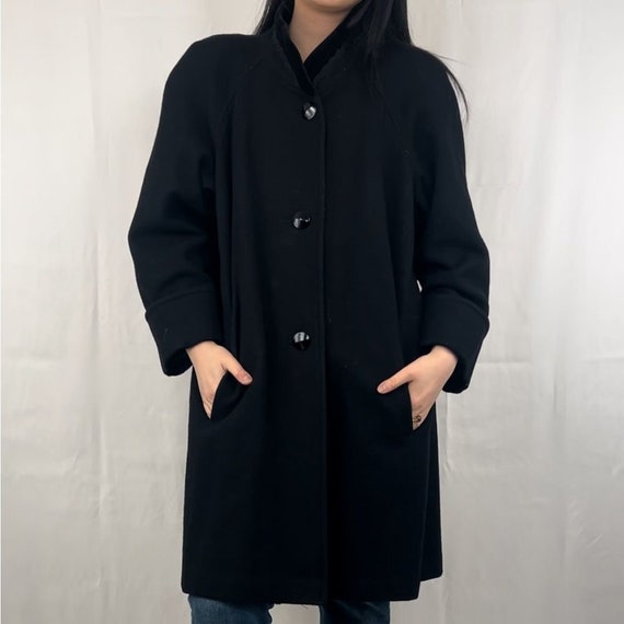 Vintage Jofeld Black Cotton Mid Length Overcoat - image 3