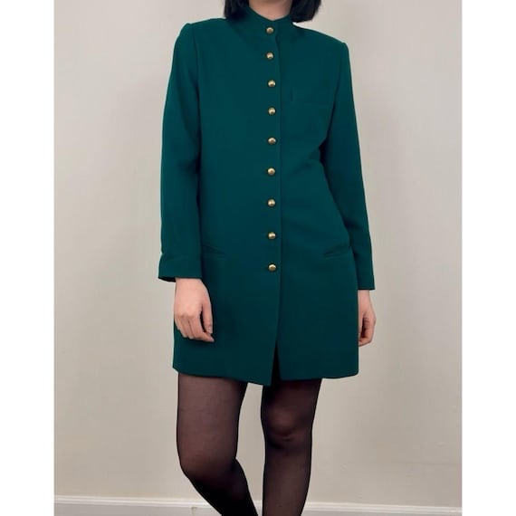 dana buchman green dress Vintage Blazer adjustable corset lace-up closure
