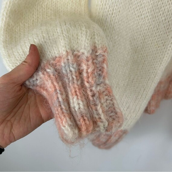 Vintage Hand Knitted Romantic Peach and Cream  Co… - image 8