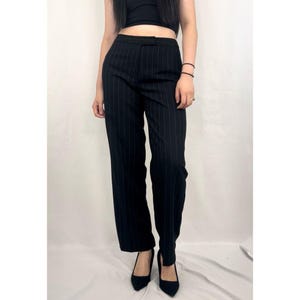 Vintage 90s Bob Mackie Black Pinstripe Formal Trousers Slacks
