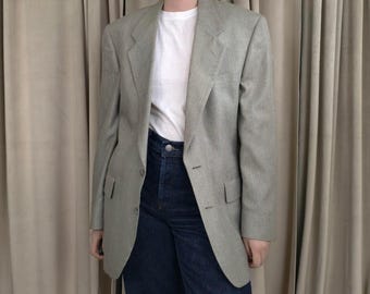 Vintage Silfino 90er Jahre Boyfriend Oversized Seide Grün Grauer Blazer