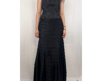 alex evenings faux wrap dress Alex Evenings Womens Black Rhinestone Lace Full Length Sheath Evening Dress 6