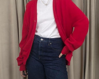 Vintage Robert Brice Red Wool Cardigan