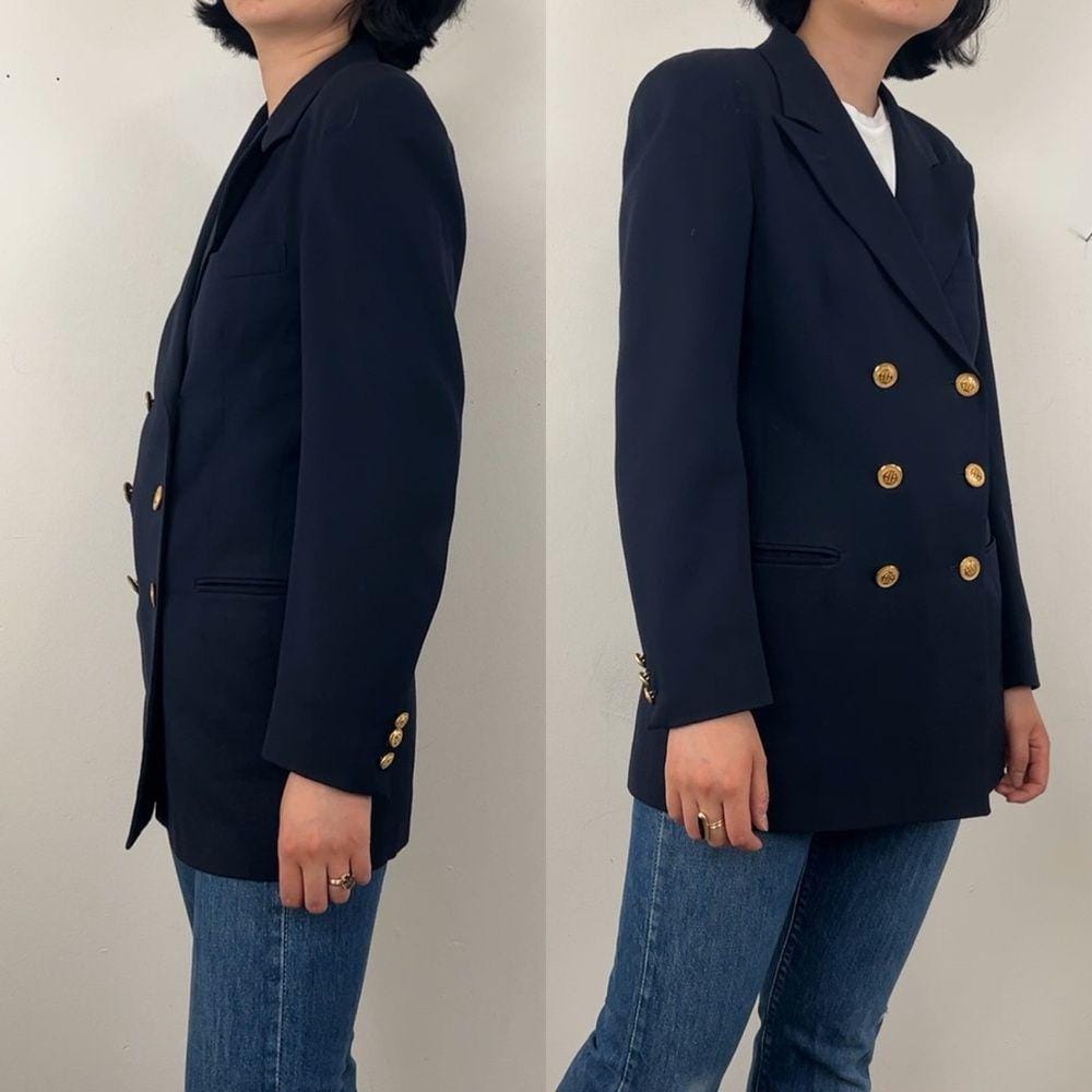 Vintage Ann Freedberg Navy Double Breasted Blazer - Etsy