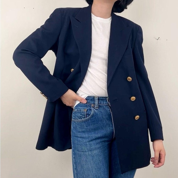 Vintage Ann Freedberg Navy Double Breasted Blazer - Etsy