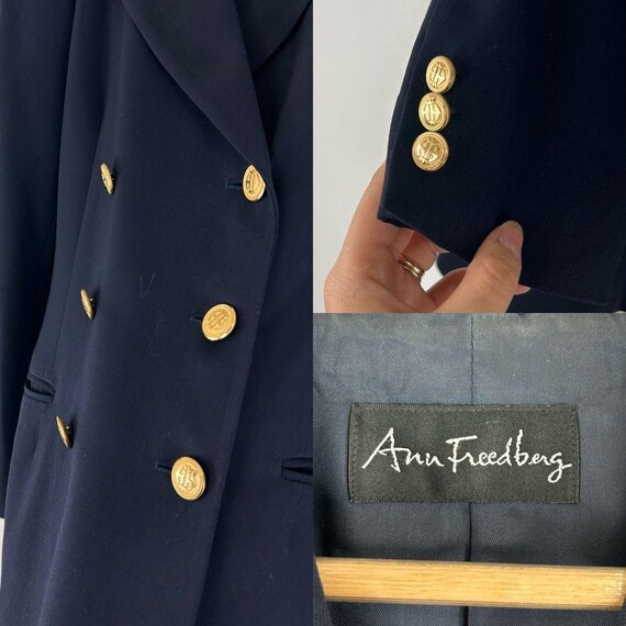 Vintage Ann Freedberg Navy Double Breasted Blazer - Etsy
