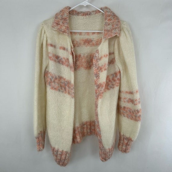 Vintage Hand Knitted Romantic Peach and Cream  Co… - image 5