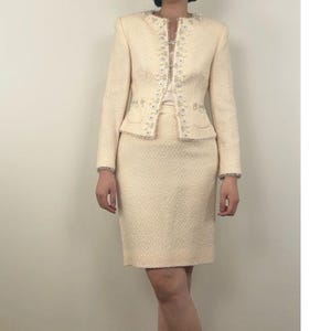 Ensemble Veste + Jupe En Laine Grise ESCADA - Taille 10 US - Neuf Sans étiquettes - Style Tailleur Habillé