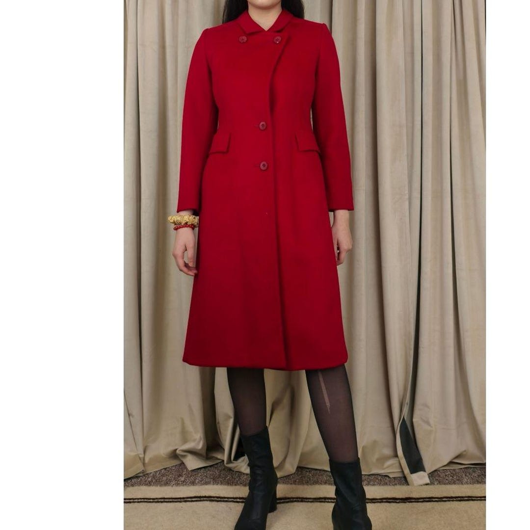 Vintage Forstmann Red Fitted Wool Coat - Etsy