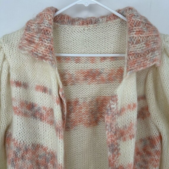 Vintage Hand Knitted Romantic Peach and Cream  Co… - image 7