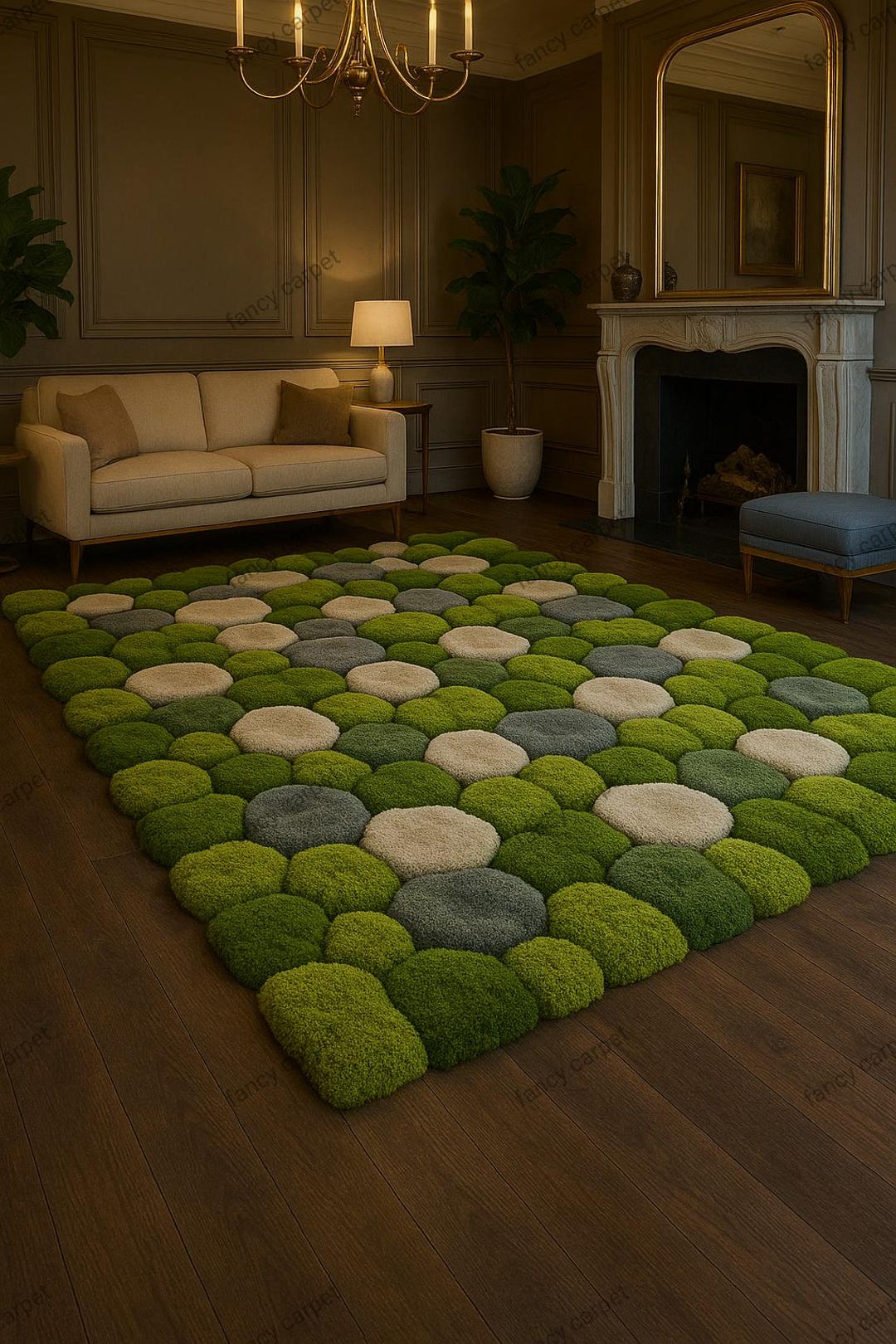 Moss Tufted Wool Rug – Handmade Plush Green High Pile Carpet - Etsy