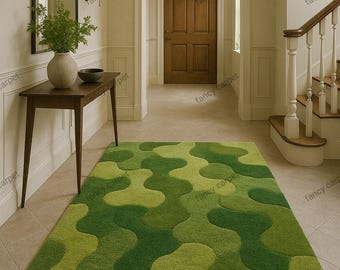 Hand-Tufted Wool Moss Rug – Nature Inspired Plush Carpet