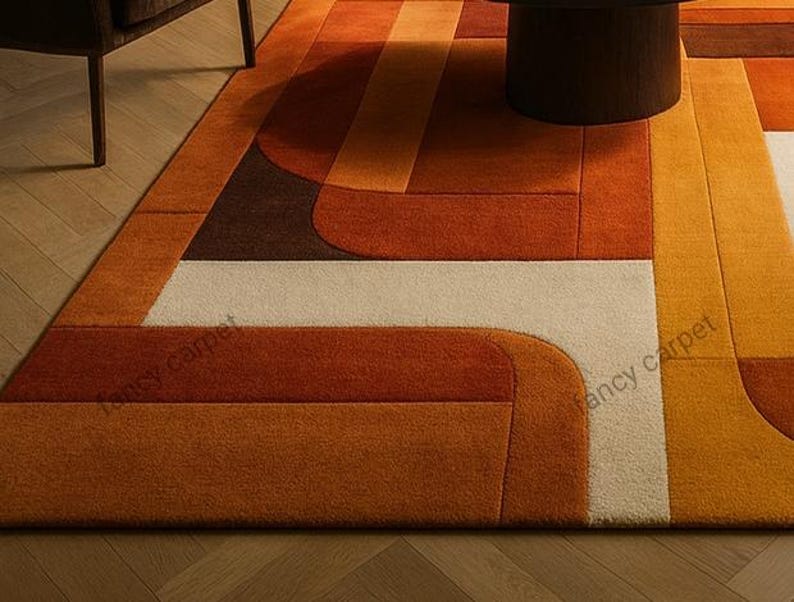 Mid Century Modern 70s Retro Wave Rug – Tufted Shag Carpet, Groovy ...
