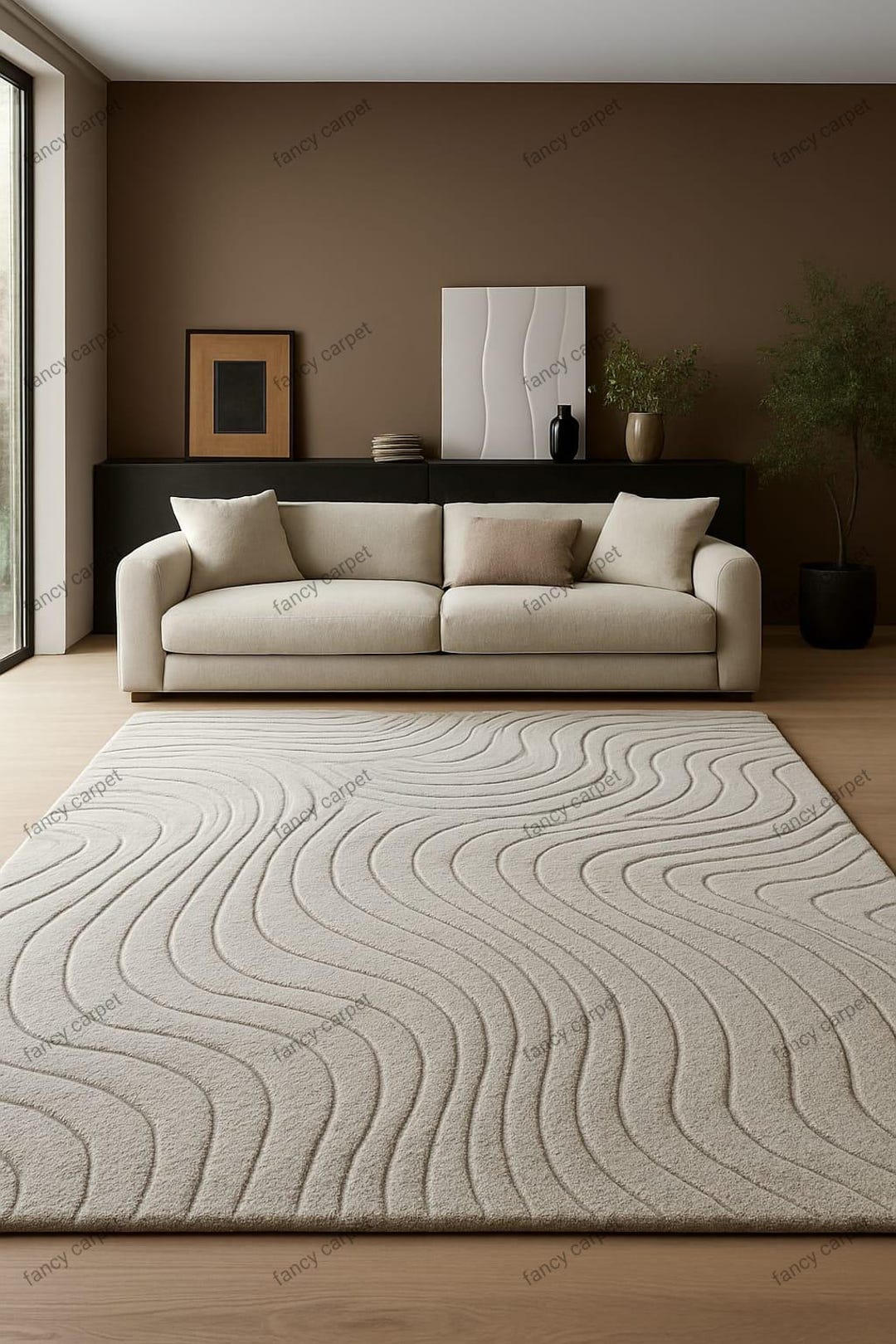White Full Rug Hand-tufted White Wool Rug – Modern Minimalist Area Carpet, Plush Floor ...