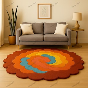 Modern Irregular Shape colour Premium Woolen Hand Tufted Area Rug Handmade For Living And Dining Room, Bedroom And Home