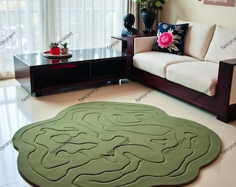 Hand-Tufted Wool Cloud Rug – Soft Abstract Carpet, Cozy Plush Floor Decor, Modern Whimsical Aesthetic Area Rug for Bedroom or Living Room
