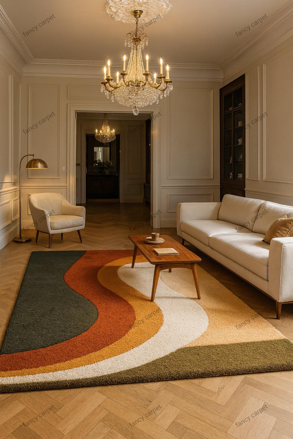 Modern Abstract Earth-tone Plush Rugs Mid Century Retro Rug Carpet ...