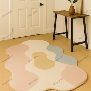 Hand Tufted Wool Area Rug: Modern Abstract Irregular Shape rug for living room bedroom kids room sizes 3×5 4×6