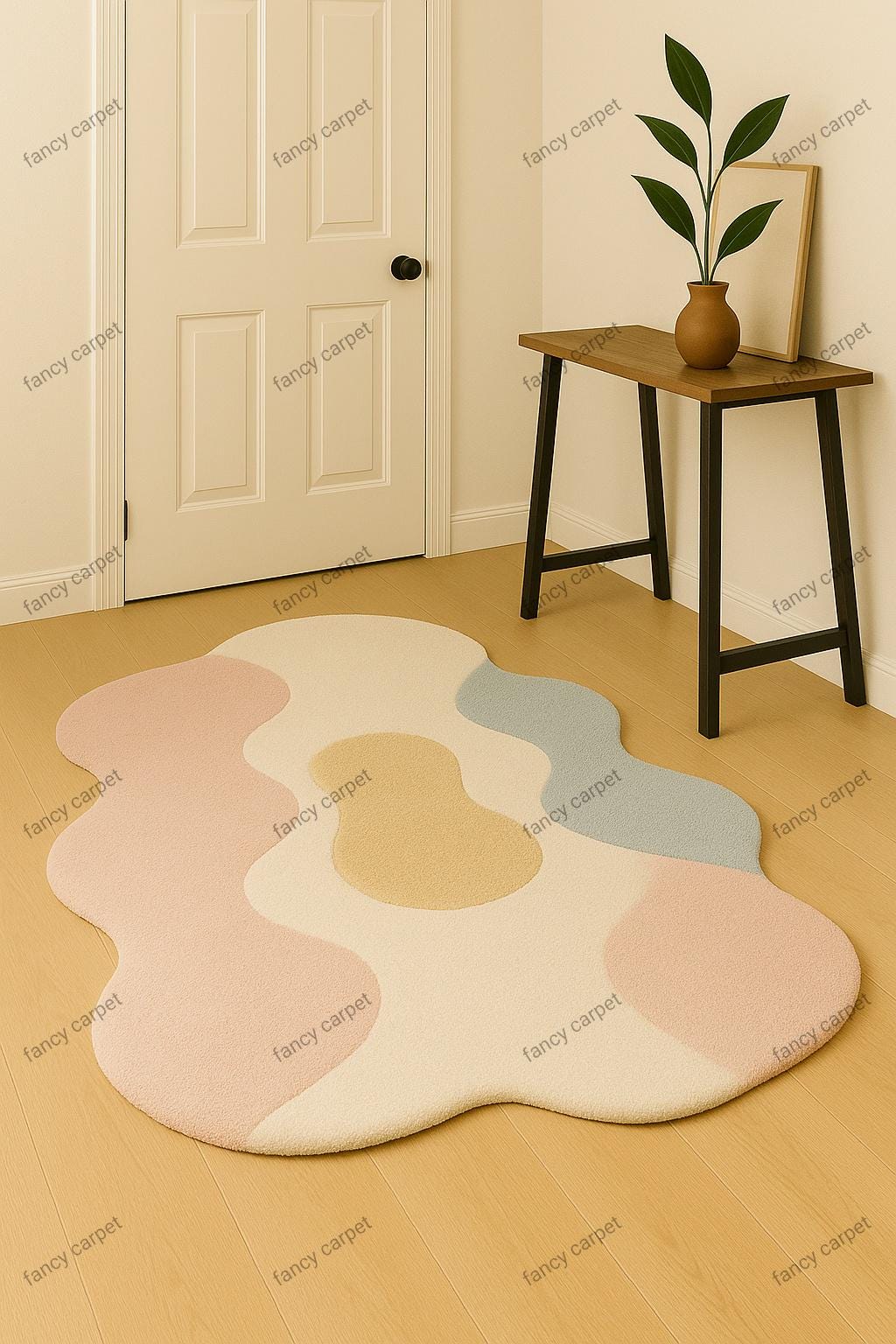 Tappeto in lana annodato a mano - Forma irregolare astratta moderna, soffice decorazione da pavimento contemporanea per soggiorno, camera da letto o studio