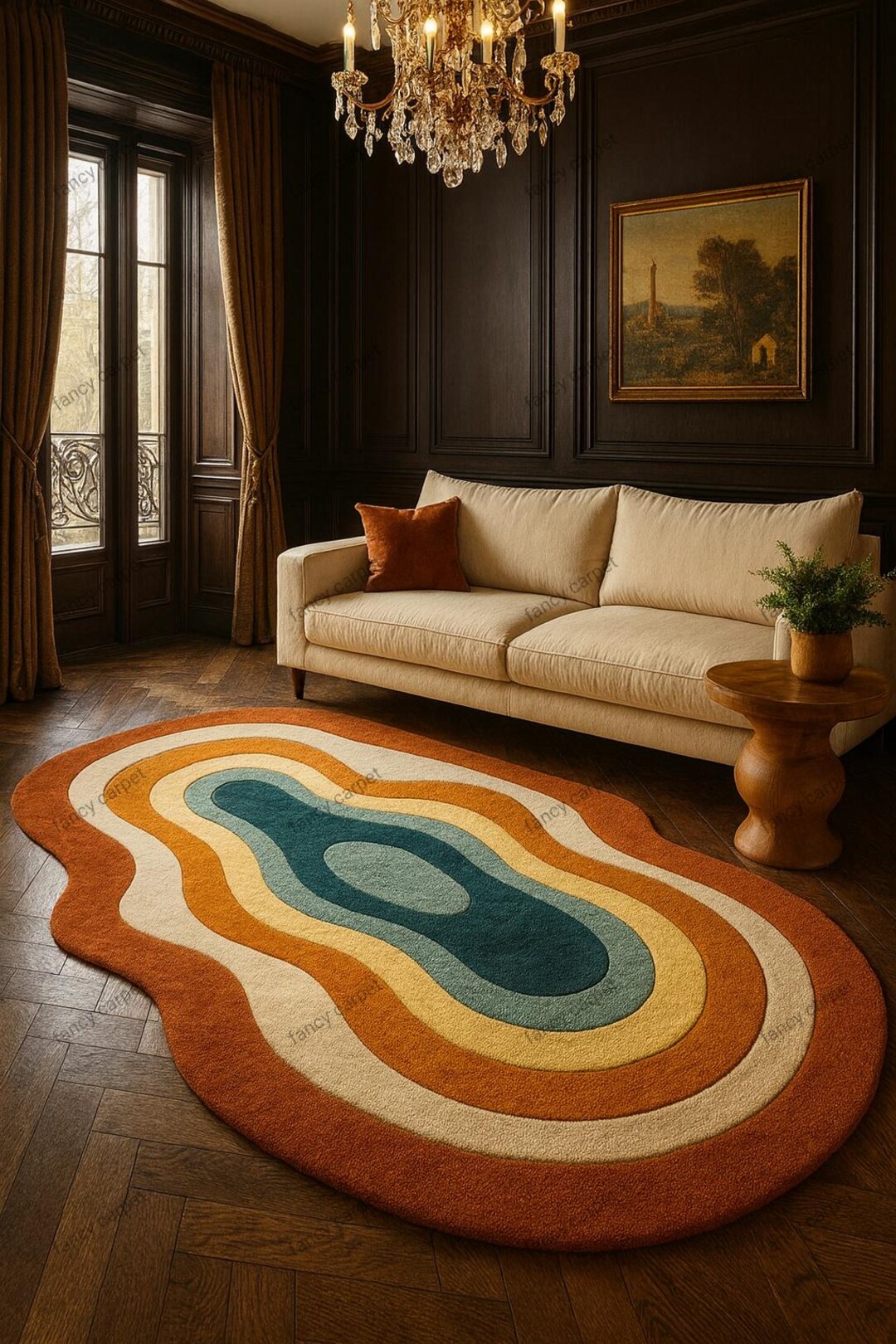 Handmade Wave Rug – Modern Boho Style Area Carpet, Soft Yarn Curvy ...
