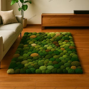 Nature-Inspired Tufted Moss Rug | Handcrafted Forest Floor Carpet | Organic Texture Decor for Living Room Bedroom Kids Room