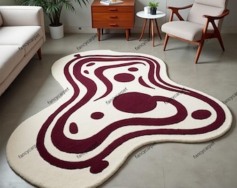 Hand Tufted Wool Area Rug, Modern Abstract Irregular Shape