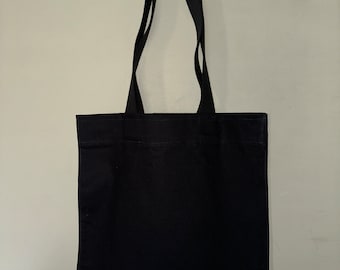 Handmade Black Canvas Tote Bag: Versatile Cotton Design