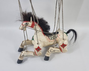 Antike Marionetten-hölzerne Pferd Handmalerei