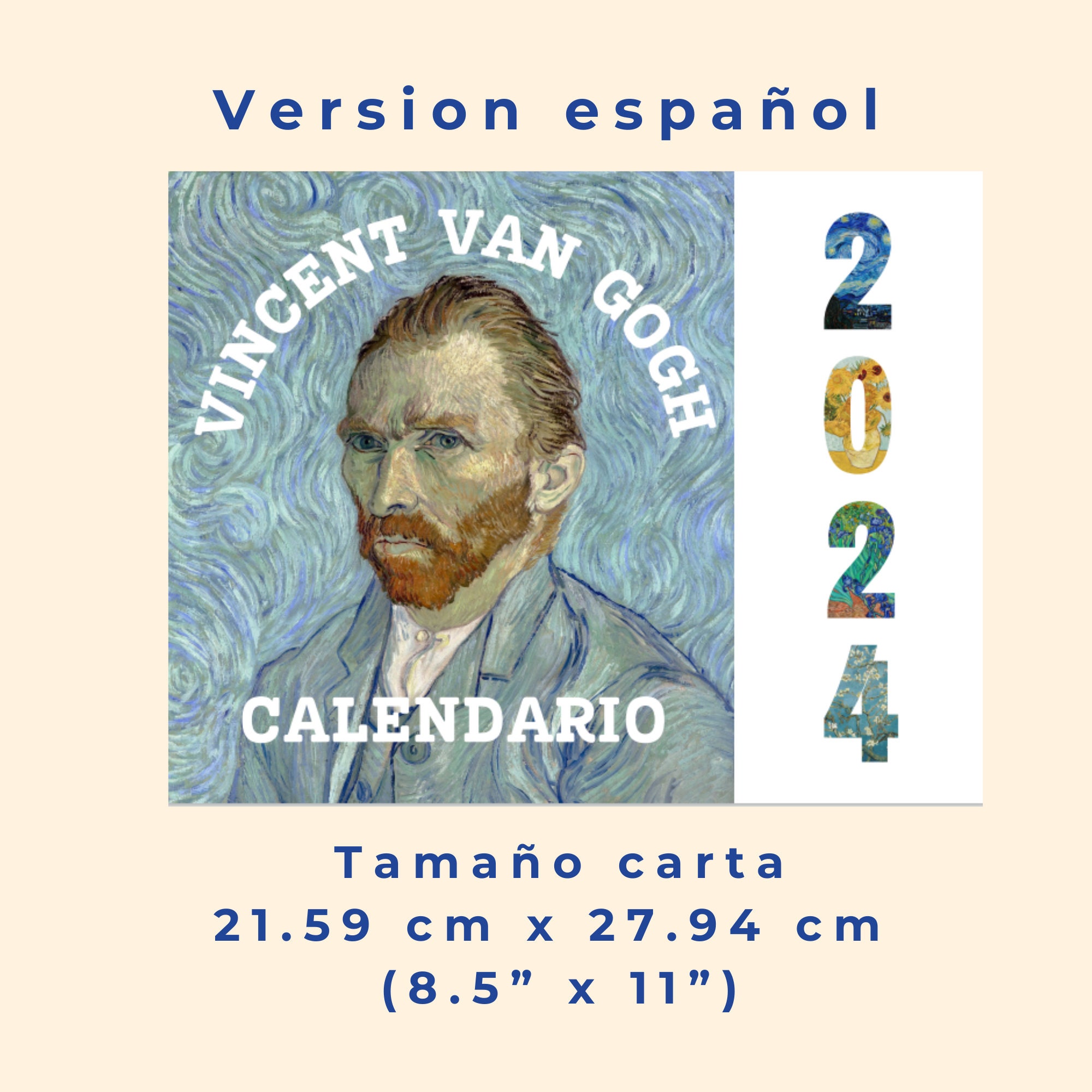 2024 Calendar Vincent Van Gogh Digital Calendar Printable Calendar Van
