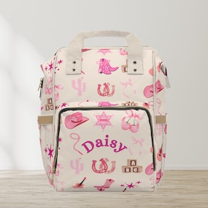 Coquette Cowgirl Diaper Backpack Pink Western | Name Personalization Optional | Stylish & Functional Baby Bag | Nappy Bag