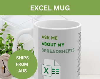 Taza de Excel. Taza de hojas de cálculo. Regalo divertido para entusiastas de las hojas de cálculo. Regalo para compañeros de trabajo. Tazas de café de cerámica, 11 oz de té, café, chocolate caliente